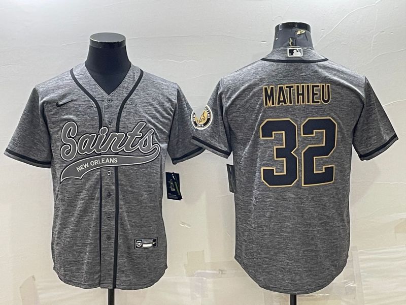 Men New Orleans Saints 32 Mathieu Grey hemp ash 2022 Nike Co branded NFL Jersey